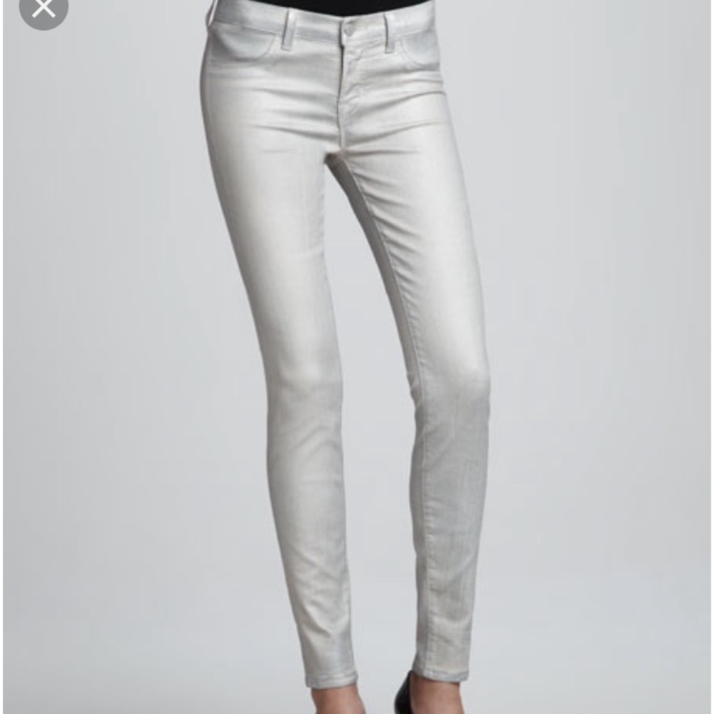 J Brand Metallic Mid Rise Skinny Jegging Sz 25